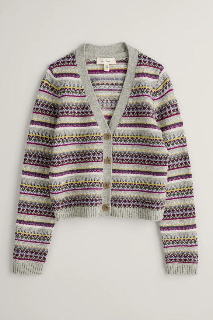 Lamorna Lane Fair Isle Cardigan in Hemmick Aran Multi
