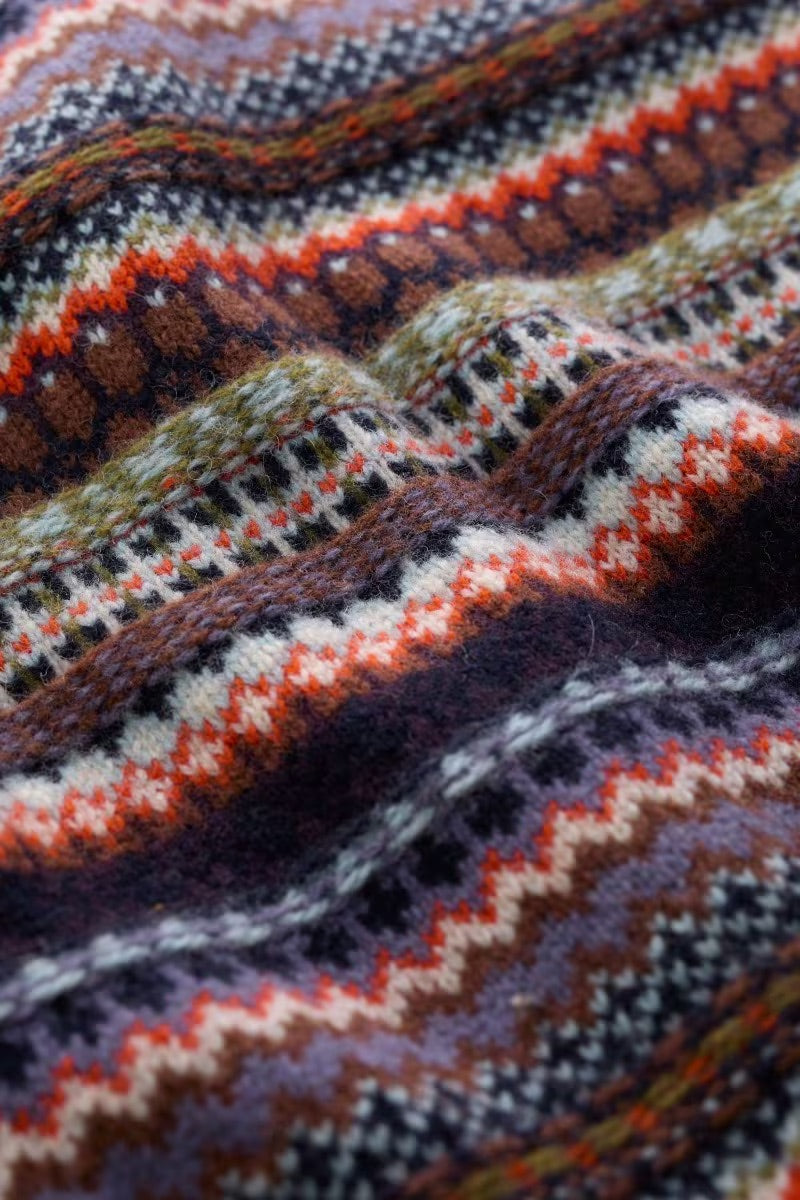 Lamorna Lane Fair Isle Cardigan in weaving needle gully multi