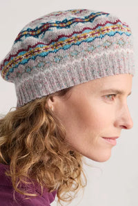 Lundy Bay Beret in Harlyn Pink Grass Multi