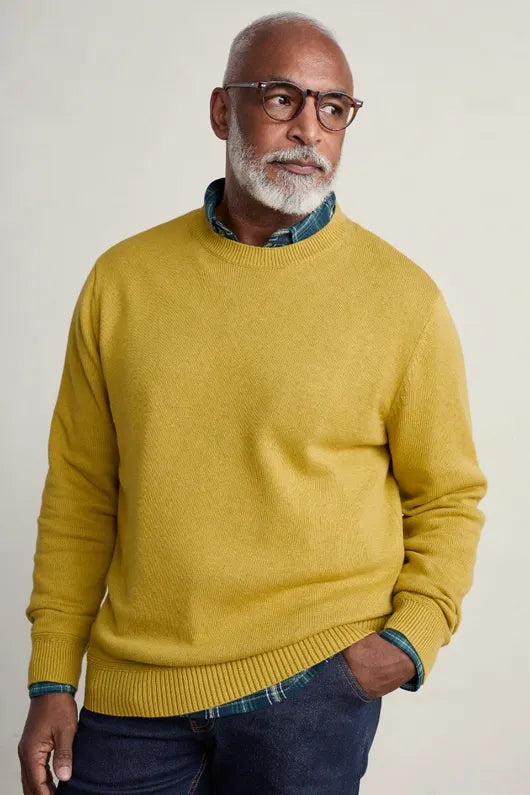 Seasalt Mens Moorstone Jumper in Dark Hay