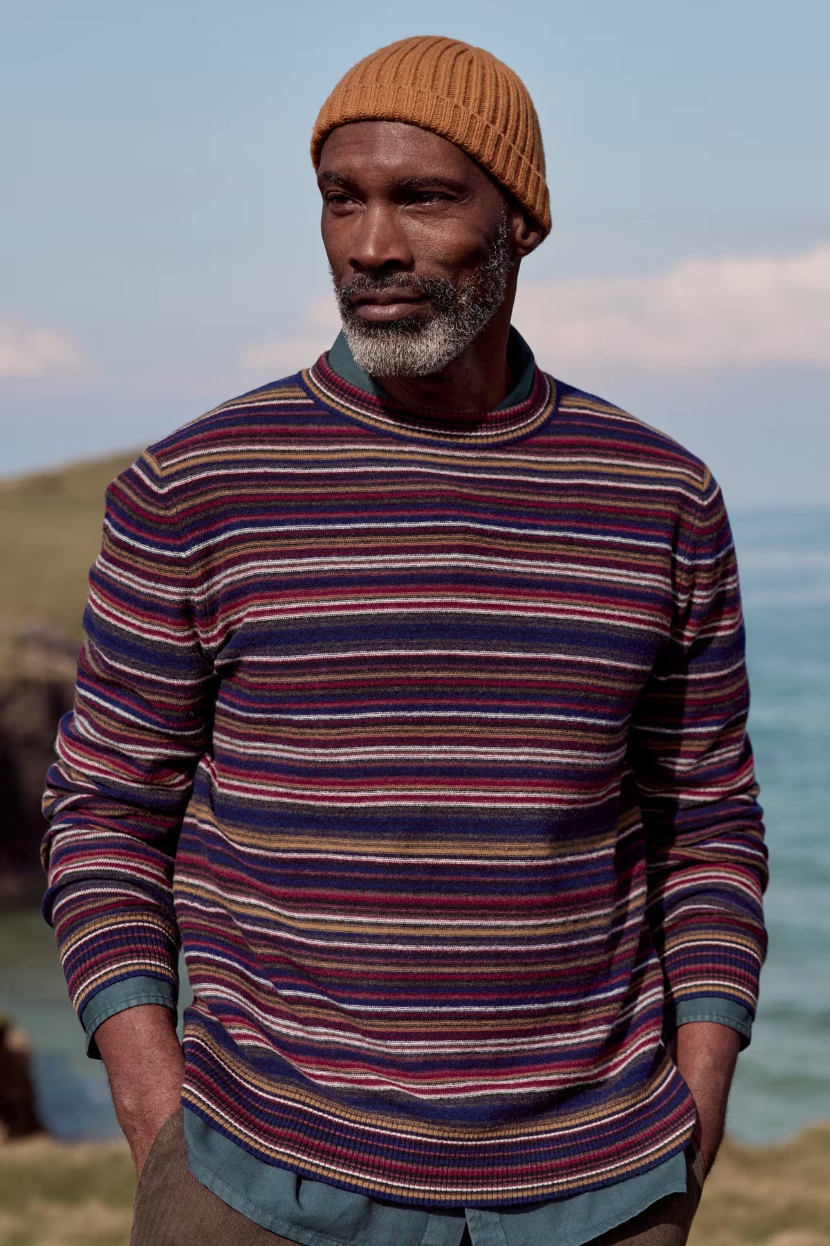 Seasalt Mens Notebook Jumper in Dizzard Acer