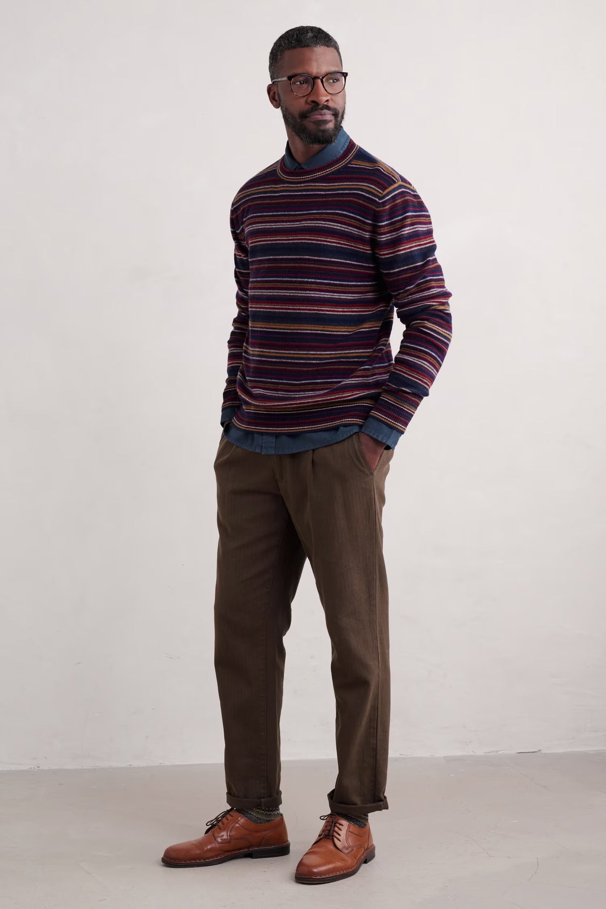 Seasalt Mens Notebook Jumper in Dizzard Acer