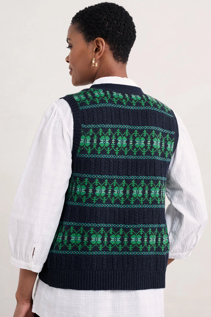 Partridge Vest in Porcelain Maritime Hedgerow