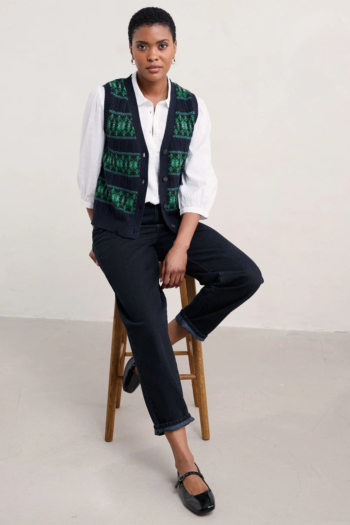 Partridge Vest in Porcelain Maritime Hedgerow