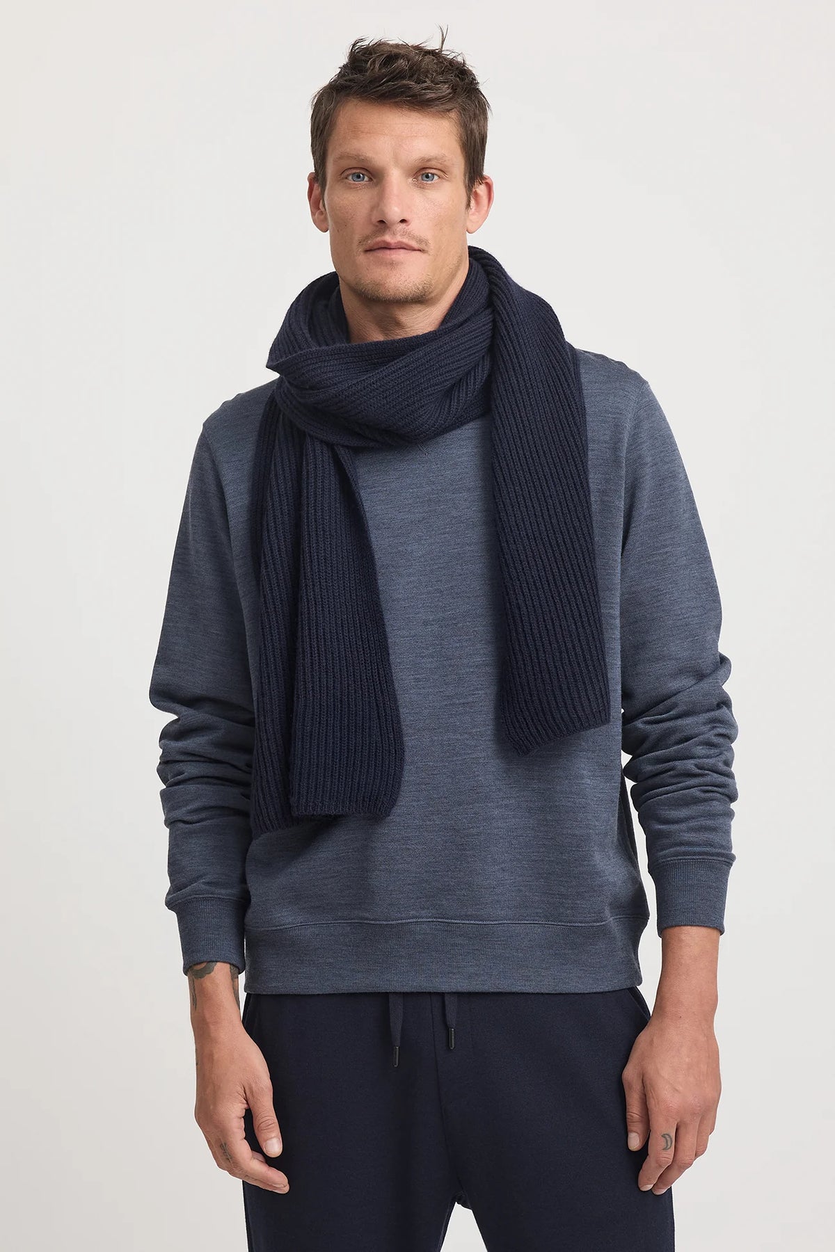 Toorallie Rib Knit Scarf - French Navy & Black