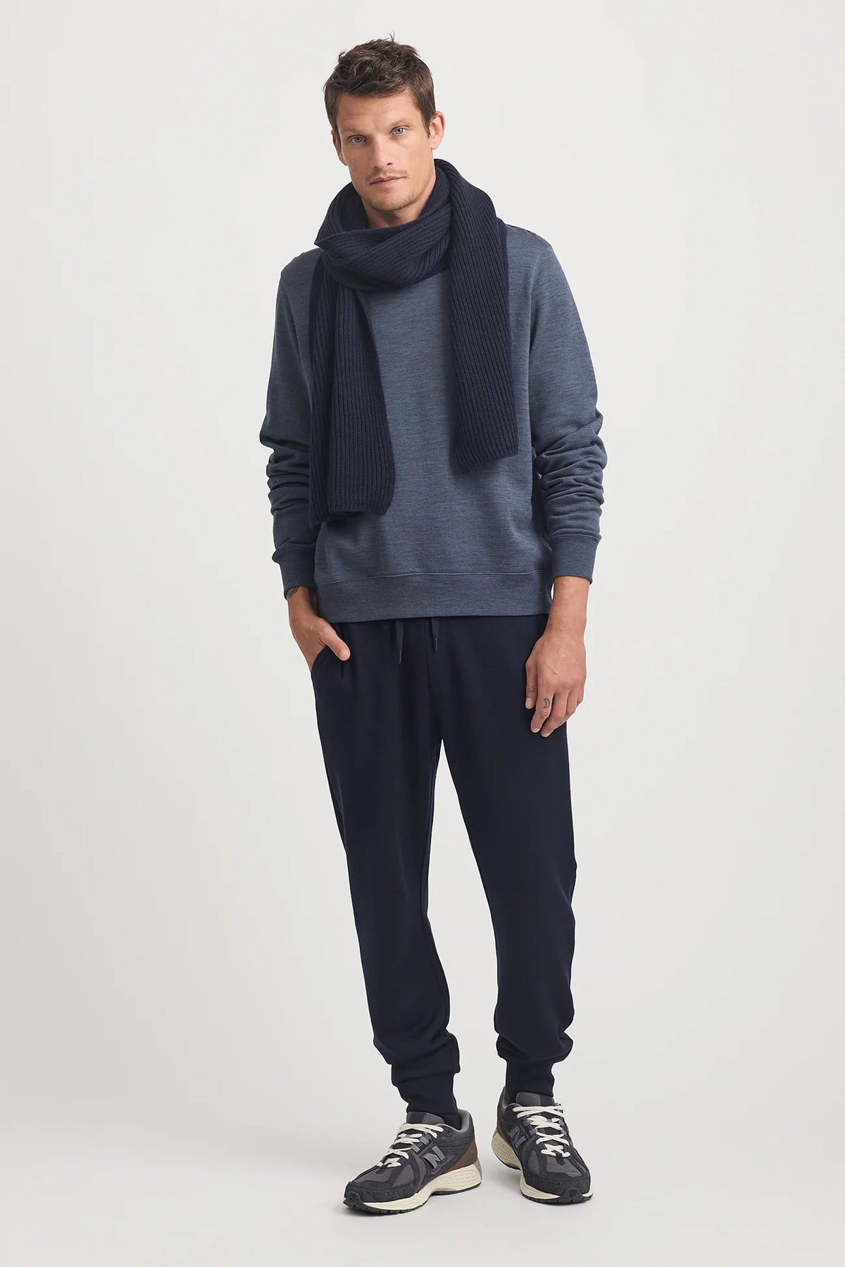 Toorallie Rib Knit Scarf - French Navy & Black