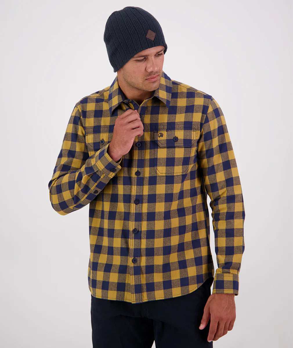 Swanndri Taranaki Tailor LS Shirt in Cashew/Navy