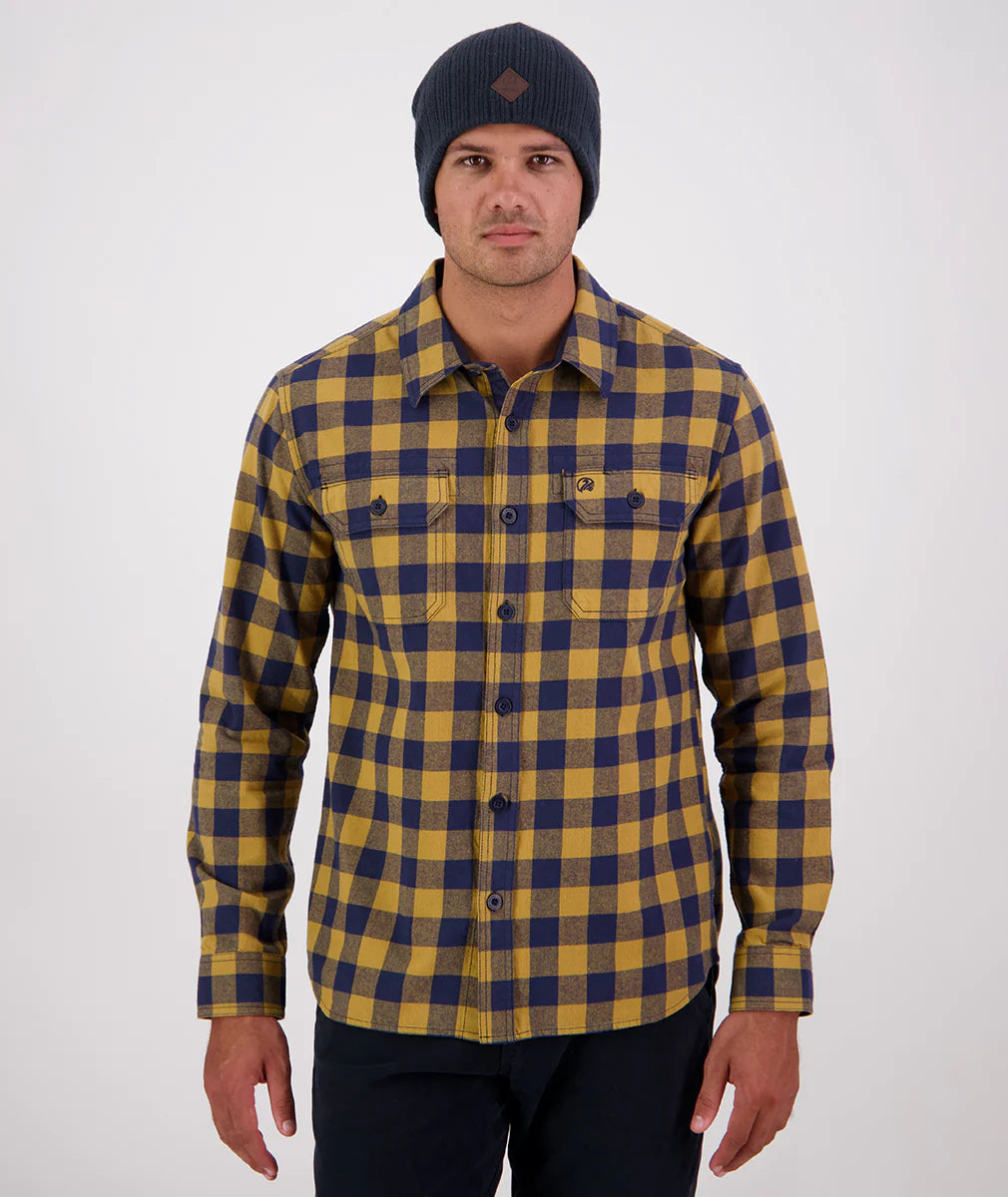 Swanndri Taranaki Tailor LS Shirt in Cashew/Navy