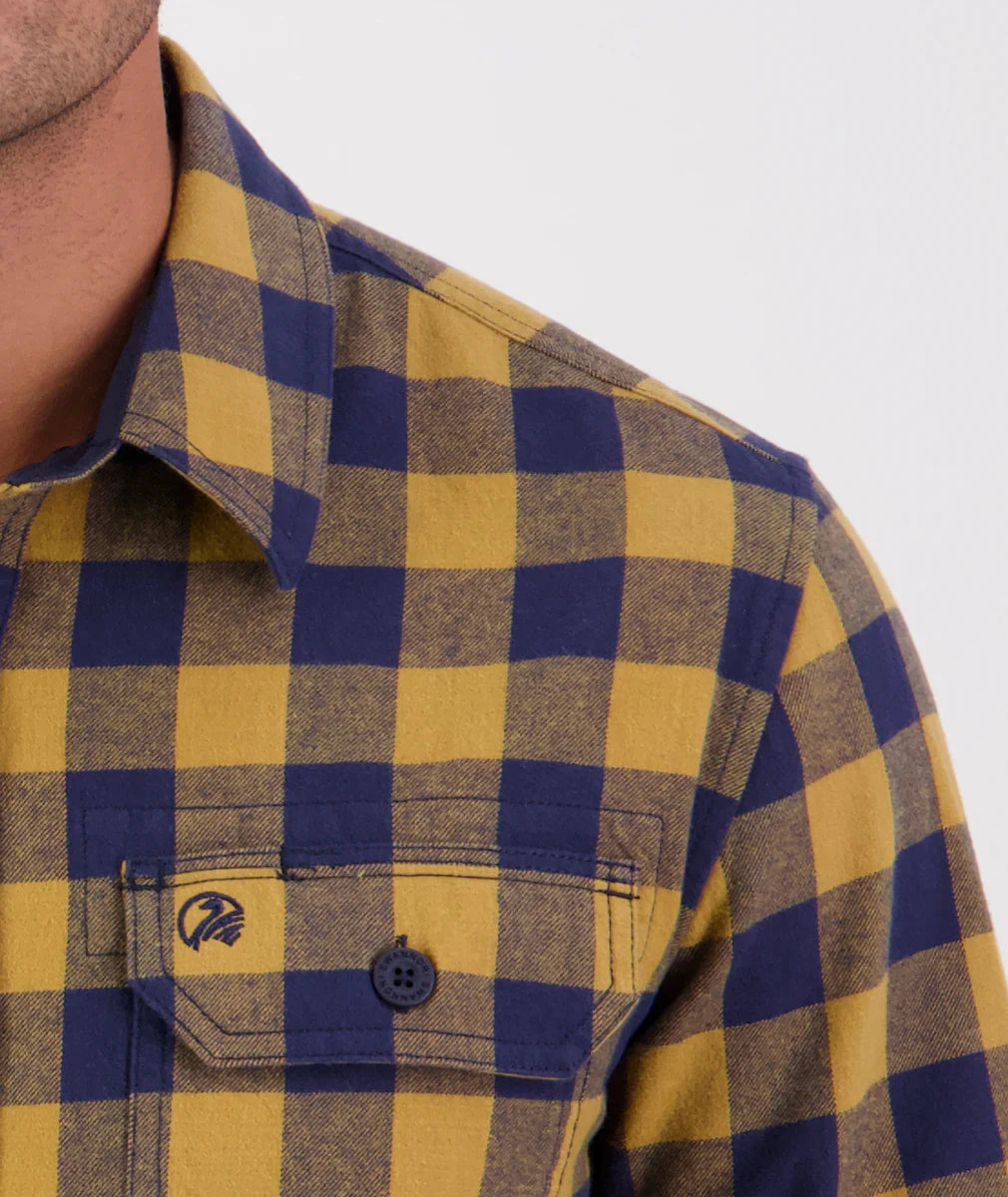 Swanndri Taranaki Tailor LS Shirt in Cashew/Navy