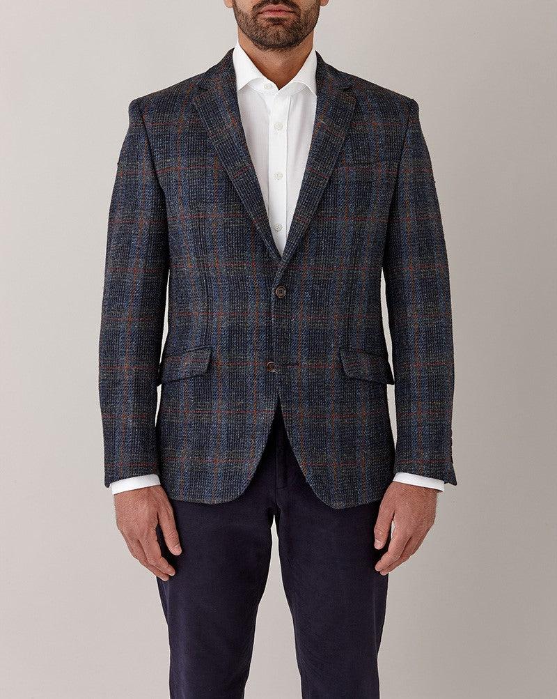 Harris Tweed Jacket Denim Tartan "Brian" FCP210