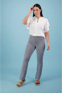 Vassalli 234 Printed Slim Leg Full Length Lightweight Pull-on in Chevron