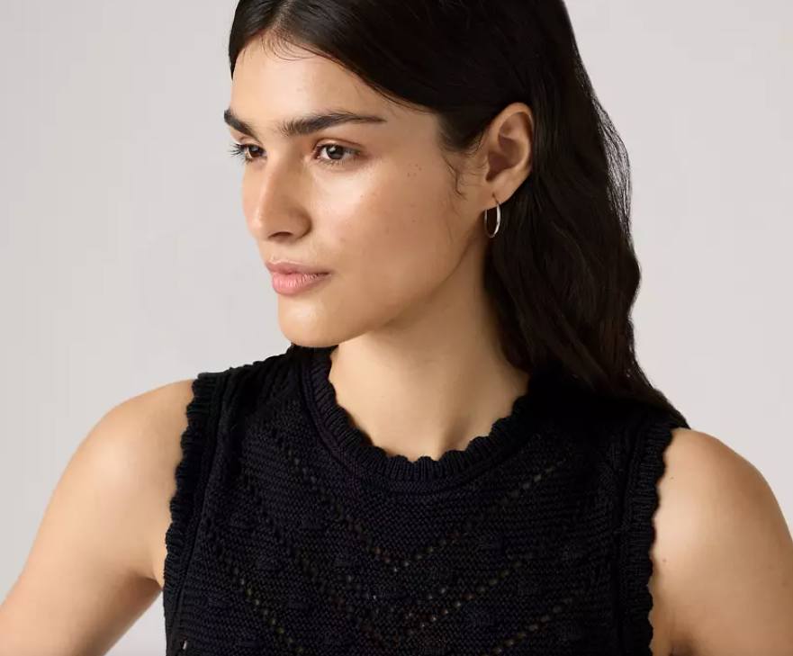 Ladies Levi's Adrienne Crochet Tank in Anthracite Night
