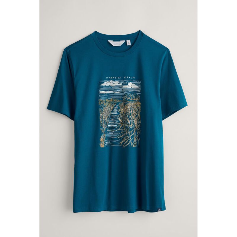 Seasalt Mens Midwatch T-Shirt Marazion Marsh - Ocean Drift