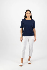 Vassalli 4262 Boat Neck Top in Navy