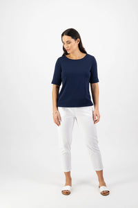 Vassalli 4262 Boat Neck Top in Navy