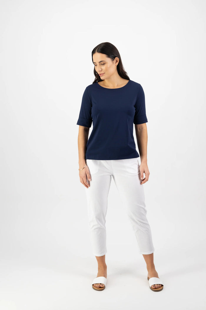 Vassalli 4262 Boat Neck Top in Navy