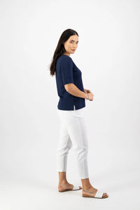 Vassalli 4262 Boat Neck Top in Navy