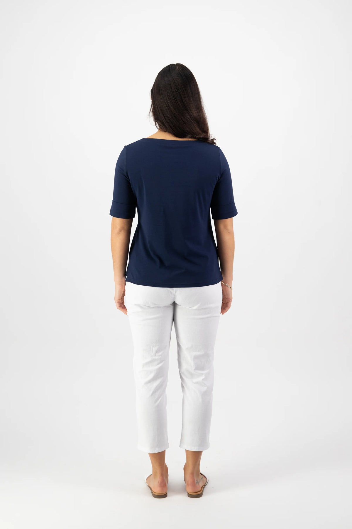 Vassalli 4262 Boat Neck Top in Navy
