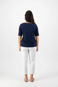 Vassalli 4262 Boat Neck Top in Navy