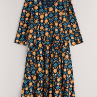 Seasalt 3/4 Enor Dress Regular Marigold Woodblock Maritime