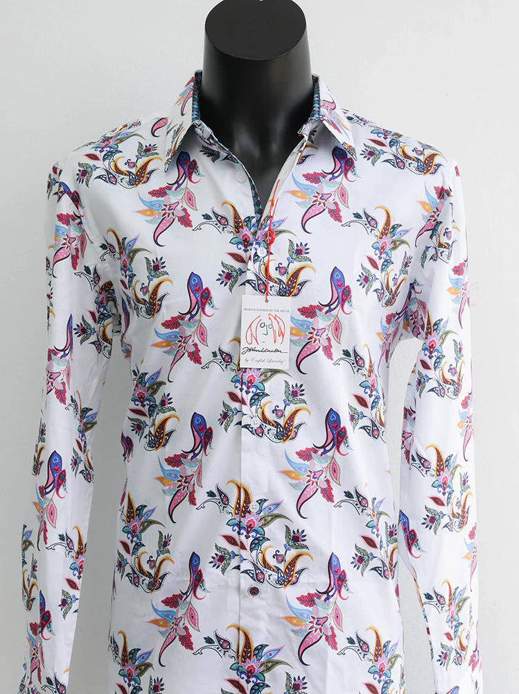 John Lennon Long Sleeve Shirt 'Denton' in Ecru