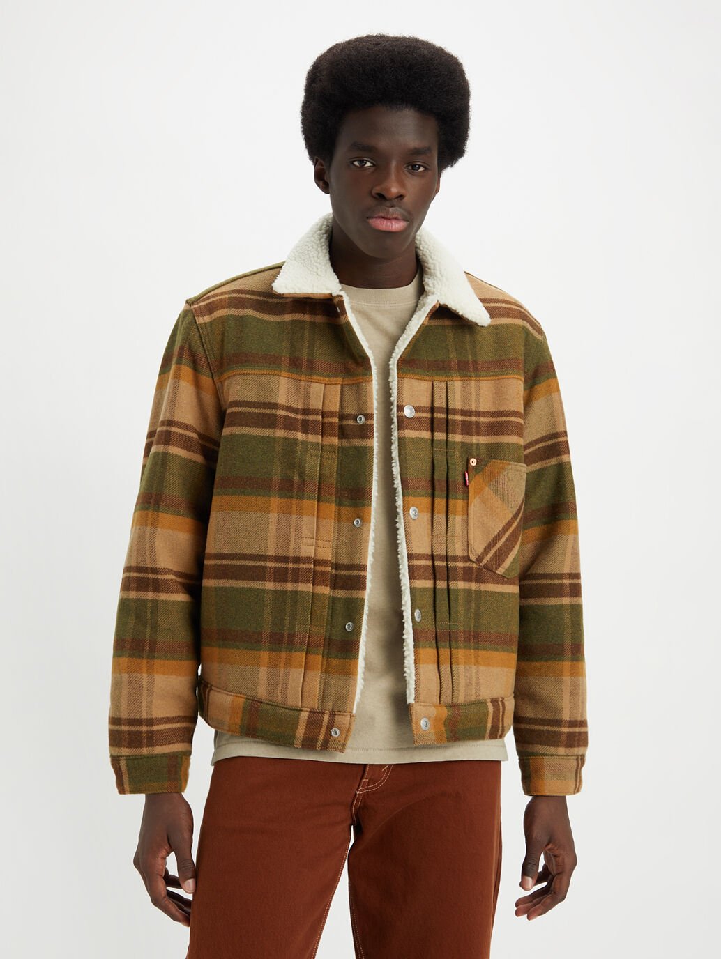 Men's Levi's Sherpa Trucker Jacket in Winter Moss