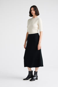 Toorallie Flared Rib Skirt in Black