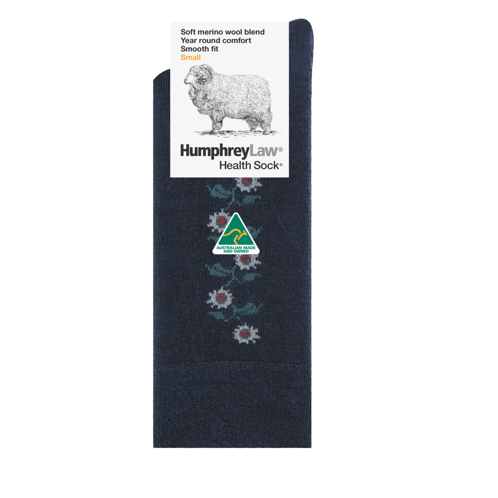 Humphrey Law Ladies 60% Fine Merino Wool Sunflower Pattern Health Sock