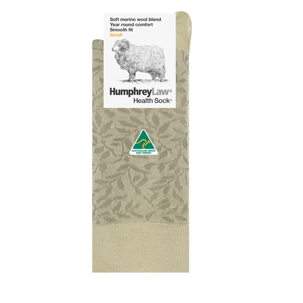 Humphrey Law Ladies 60% Fine Merino Wool Leaves Pattern Health Sock