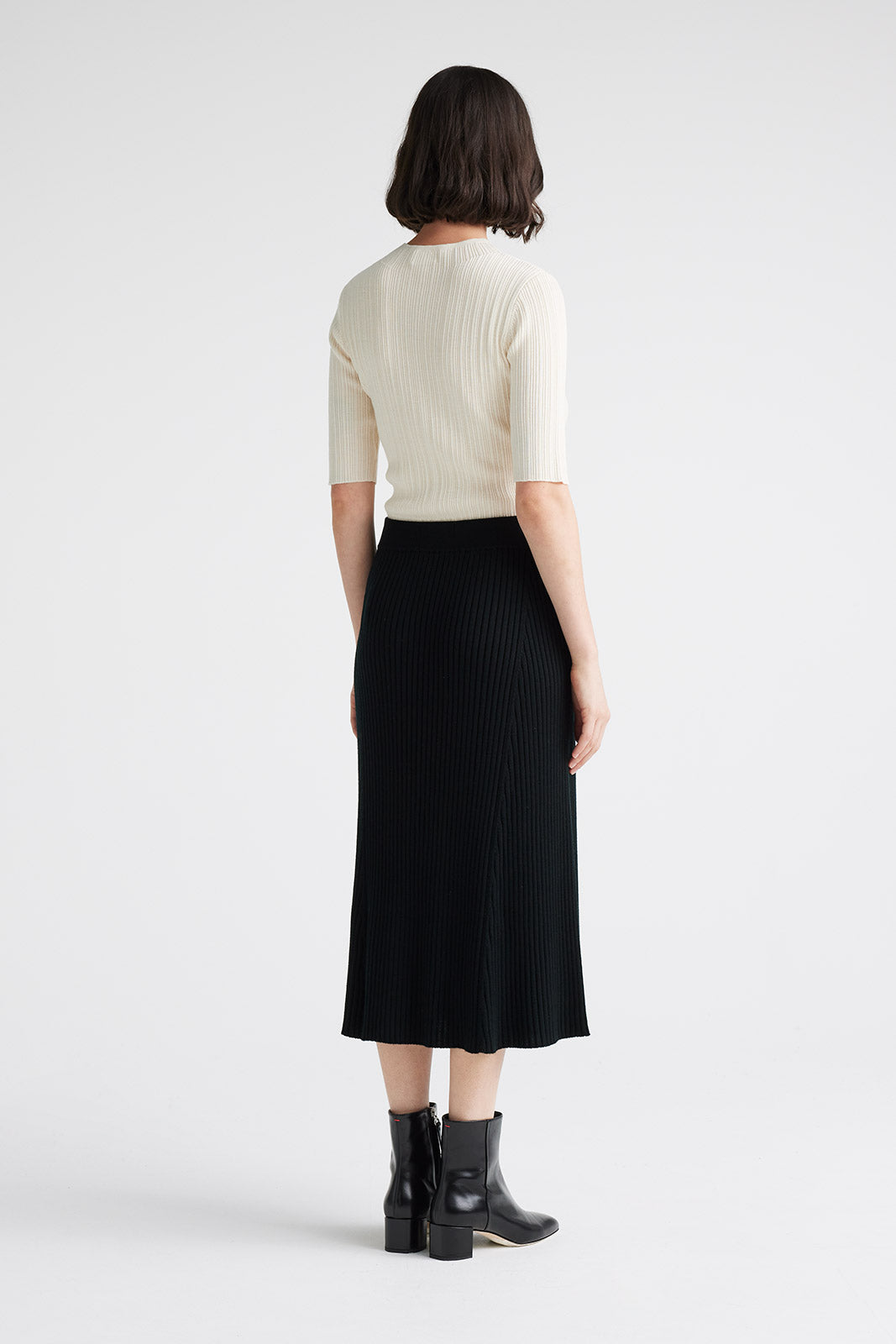 Toorallie Flared Rib Skirt in Black