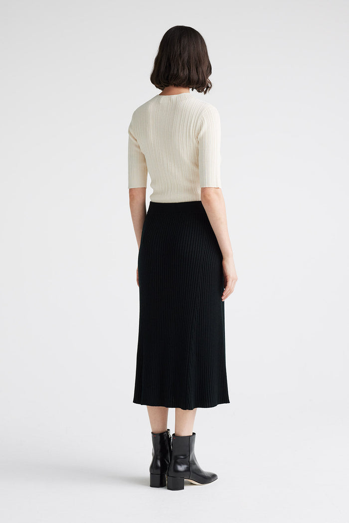 Toorallie Flared Rib Skirt in Black