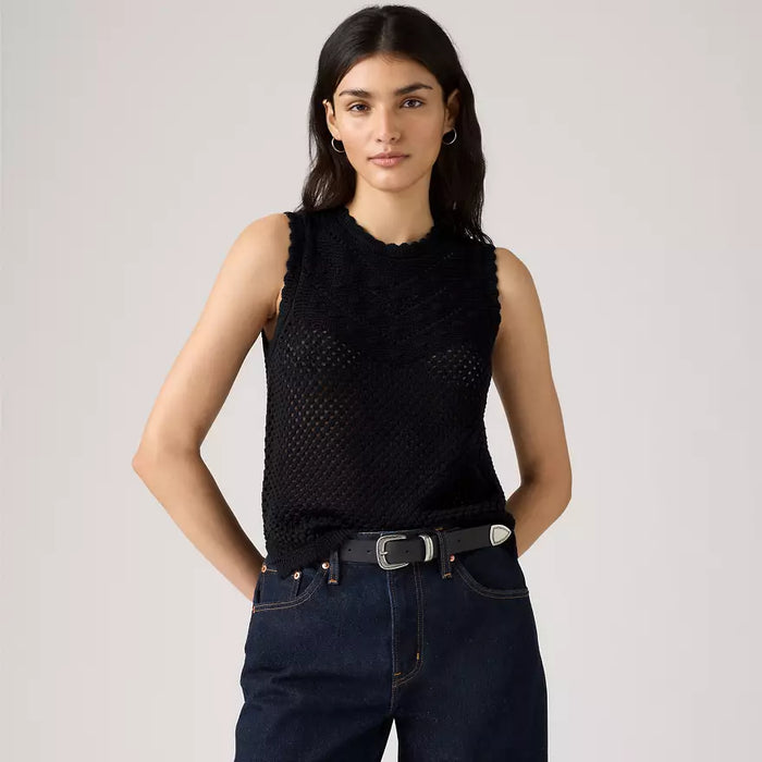 Ladies Levi's Adrienne Crochet Tank in Anthracite Night