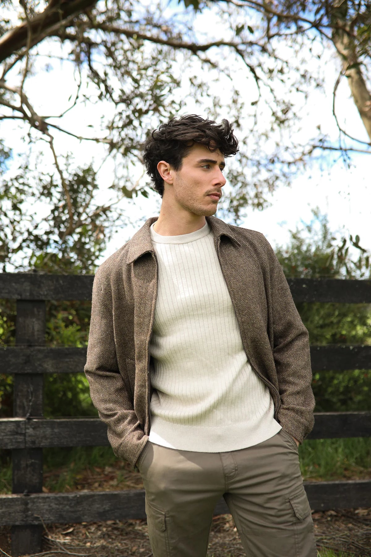 James Harper Herringbone Zip Jacket JHJ155