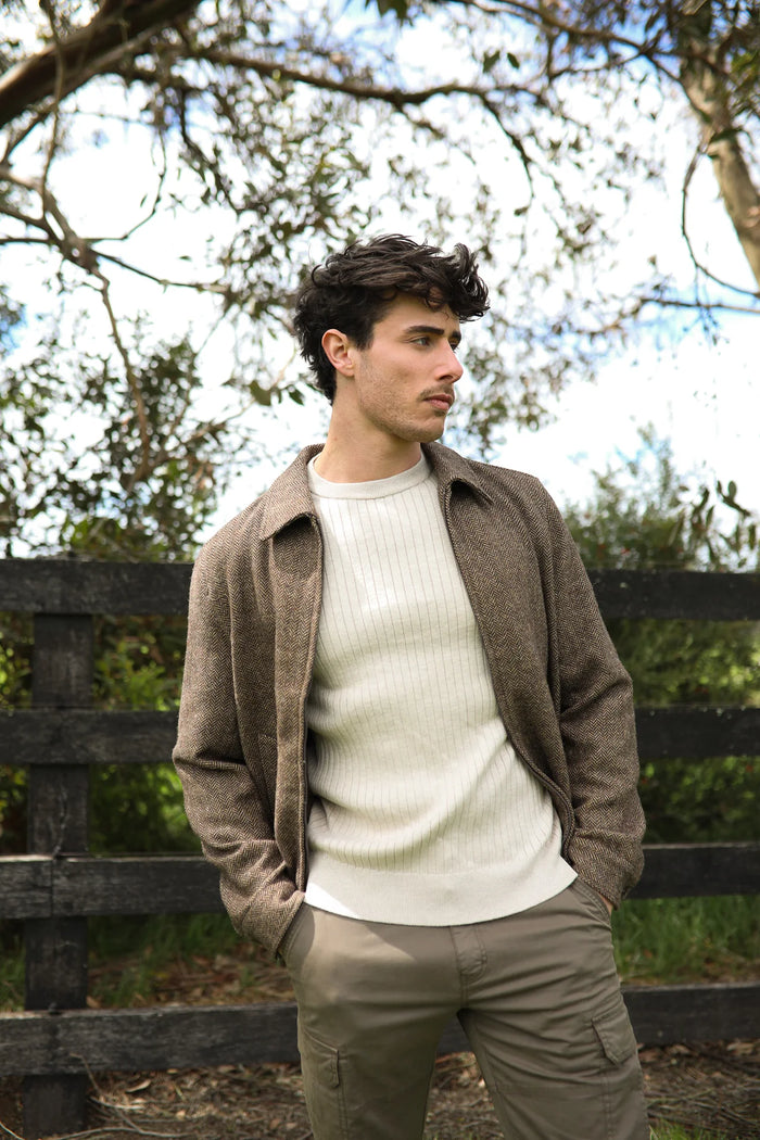 James Harper Herringbone Zip Jacket JHJ155