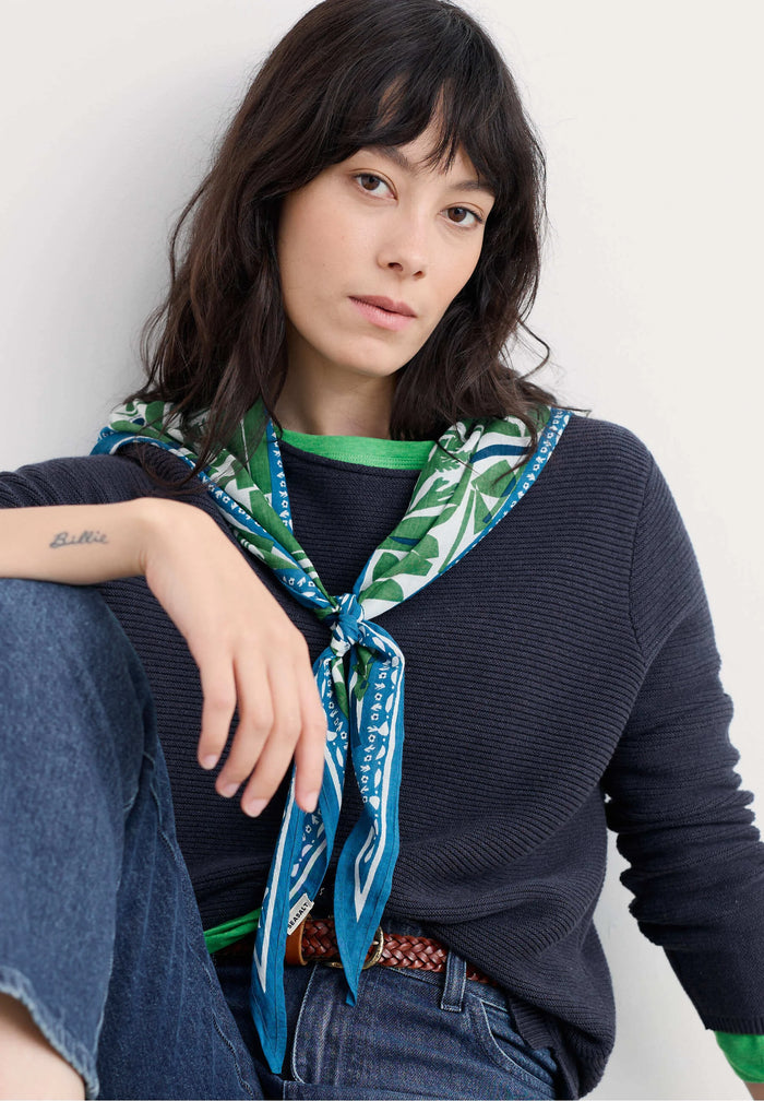 Seasalt Posy Triangle Scarf in Flora Collage Border Hedgerow