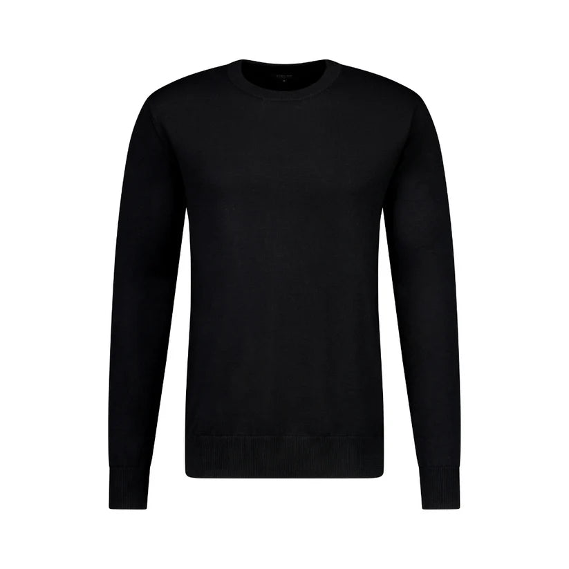 Fields Merino Crew Neck Jumper in Black FL840