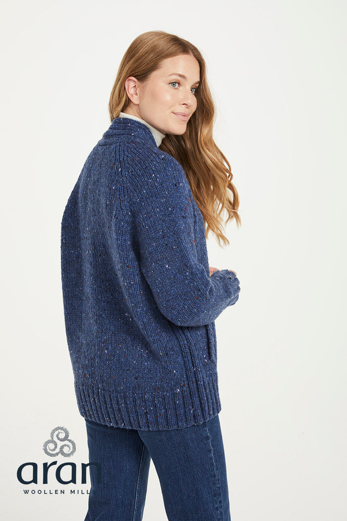 Ladies Donegal Cardigan in Denim Blue
