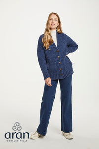 Ladies Donegal Cardigan in Denim Blue