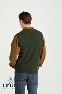 Aran Men's Nepped V Neck Vest in Foliage R874