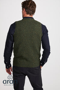 Aran Men's Nepped V Neck Vest in Foliage R874