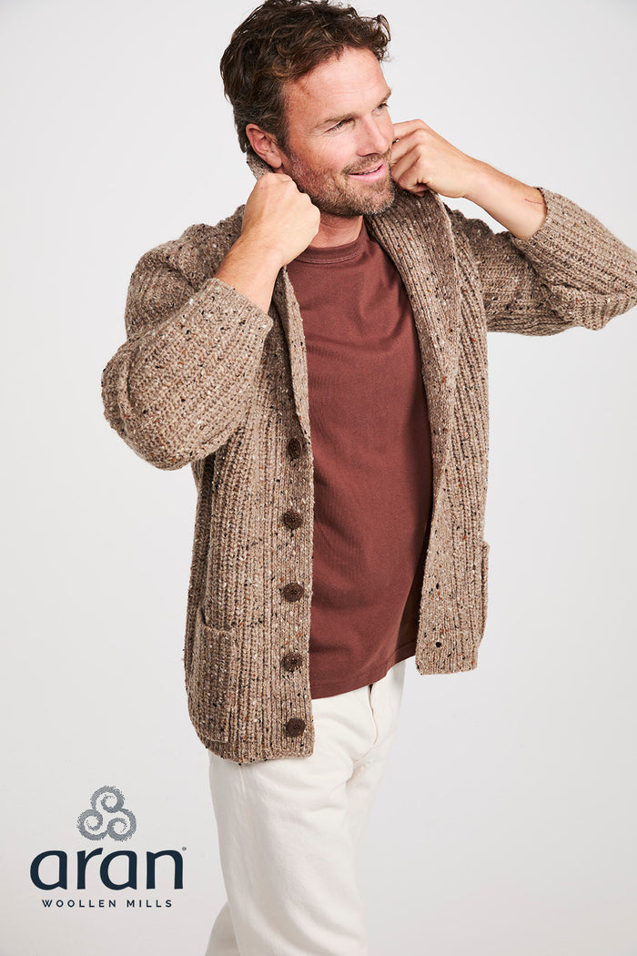 Men's Donegal Cardigan in Light Honey R893