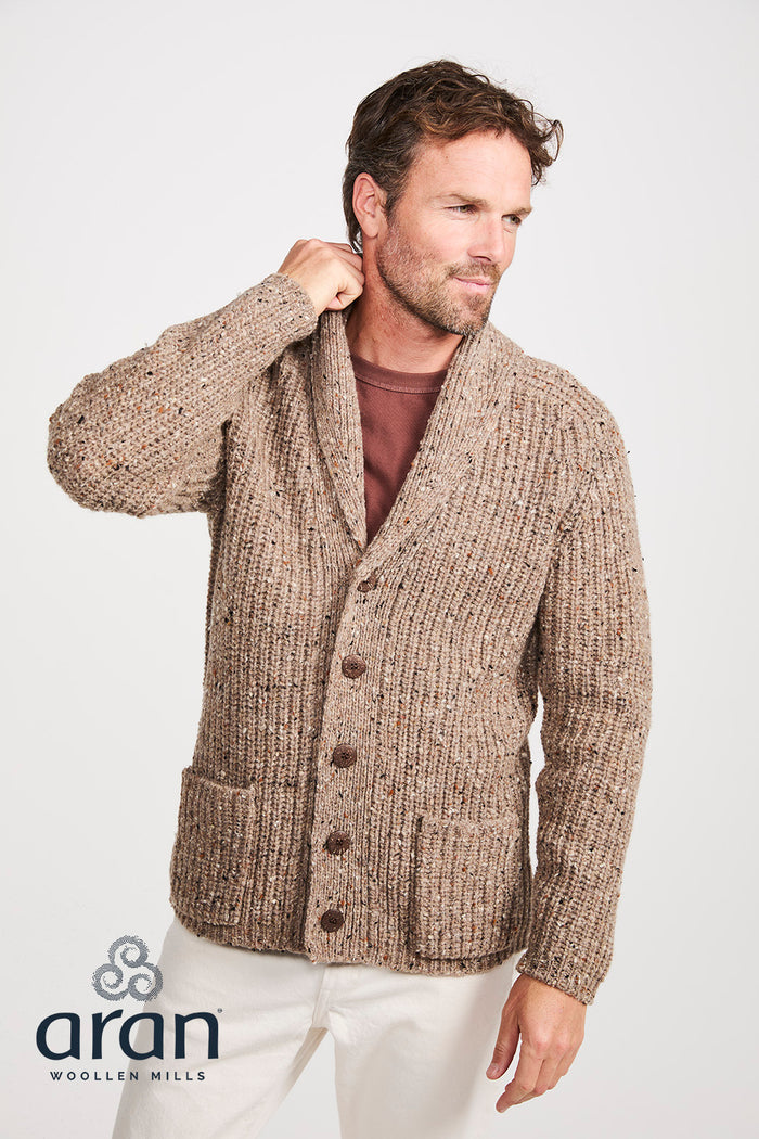 Men's Donegal Cardigan in Light Honey R893