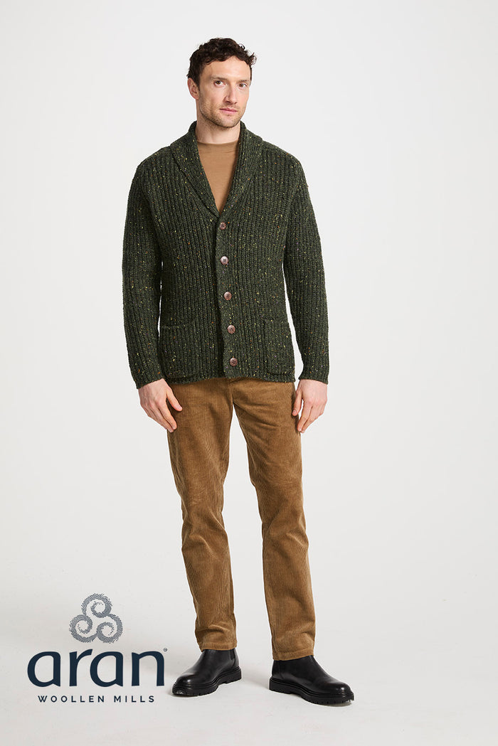 Men's Donegal Cardigan in Green