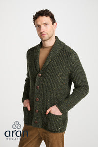 Men's Donegal Cardigan in Green
