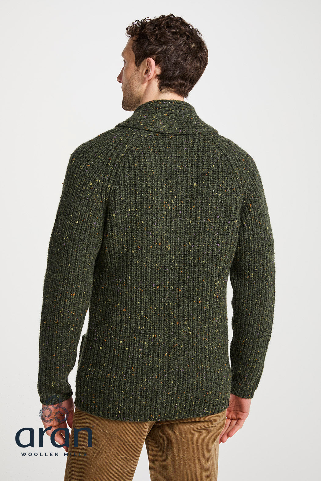 Men's Donegal Cardigan in Green