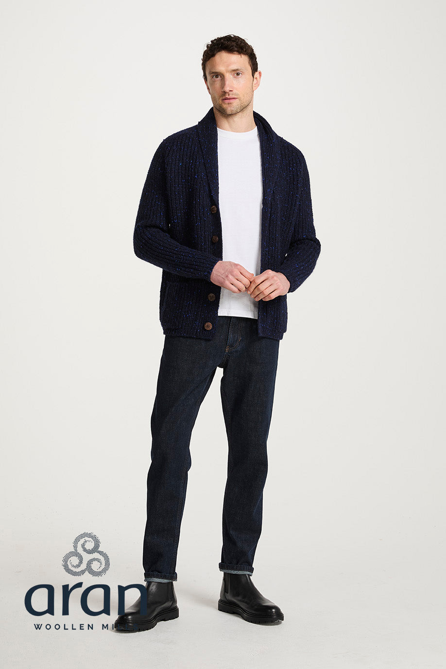 Men's Donegal Cardigan in Navy R893