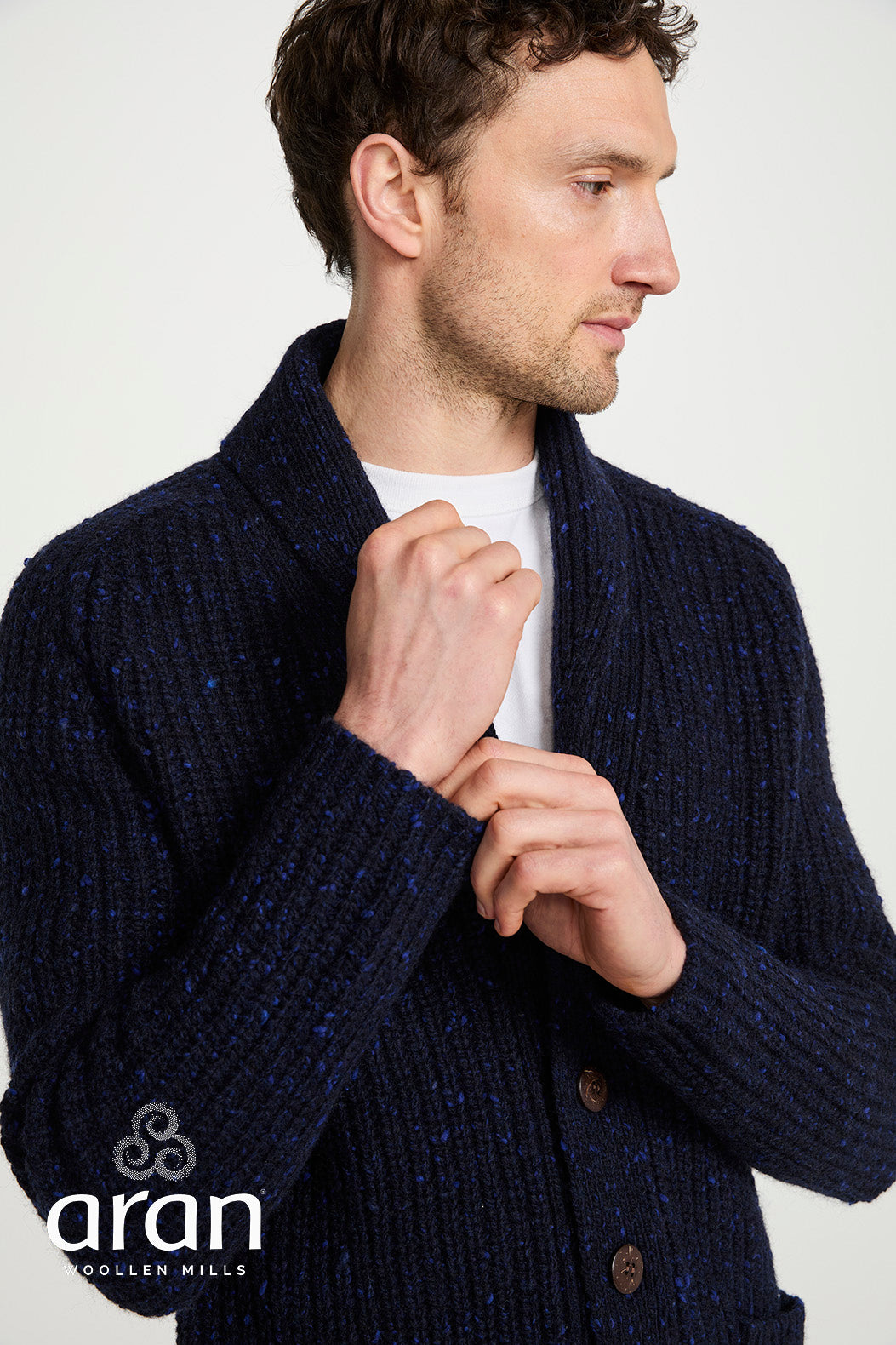 Men's Donegal Cardigan in Navy R893