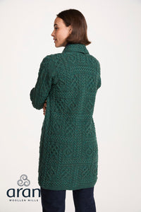 Ladies Long Shawl Foldback Cardigan in Connemara Green B103