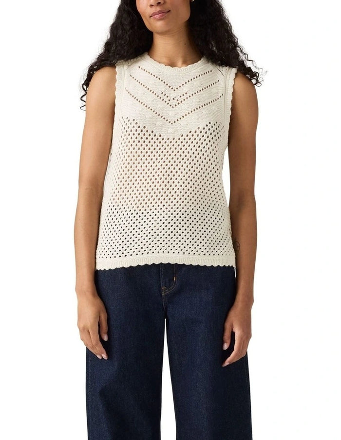 Ladies Levi's Adrienne Crochet Tank in Egret