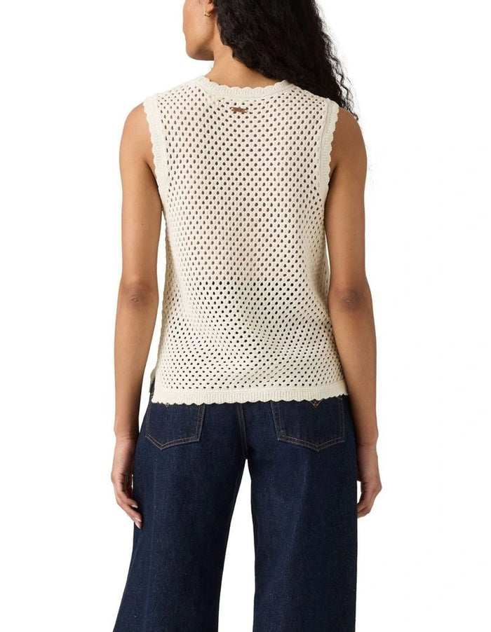 Ladies Levi's Adrienne Crochet Tank in Egret